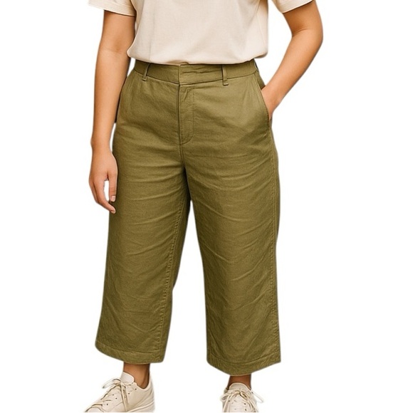 💎 Oak+Fort Linen Cotton Cropped Pants - Picture 1 of 9